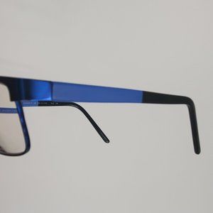 DANNY GOKEY Men's Eyeglass Frames Eyewear Metallic Blue & Black Rect. Like New